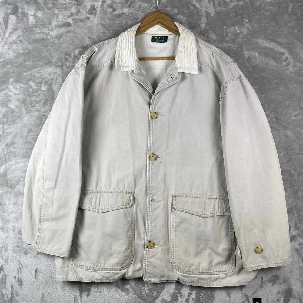 Vintage 90s Smith & Hawken Chore Coat Barn Jacket Mens Large Corduroy Collar